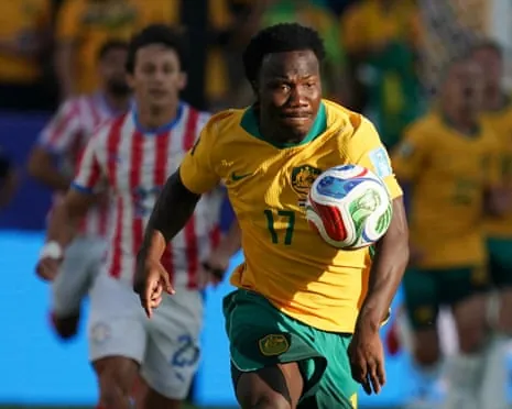 Australia's Nestory Irankunda in action