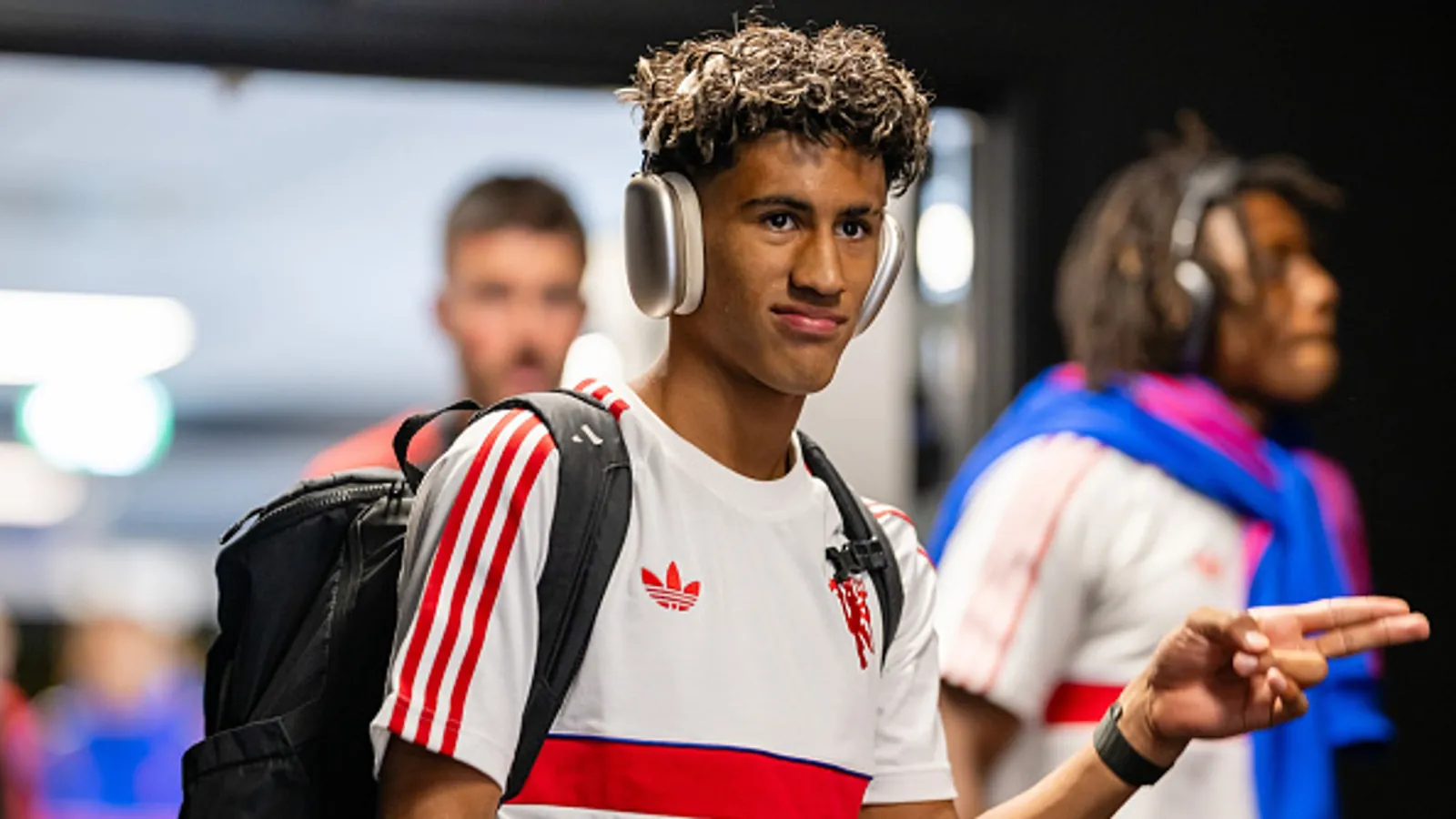 TRONDHEIM, NORWAY - JULY 24: JJ Gabriel of Manchester United arrives ahead of the during the pre-season friendly match between Rosenborg and Manchester United at Lerkendal Stadion on July 24, 2026 in Trondheim, Norway. (Photo by Ash Donelon/Manchester United via Getty Images)