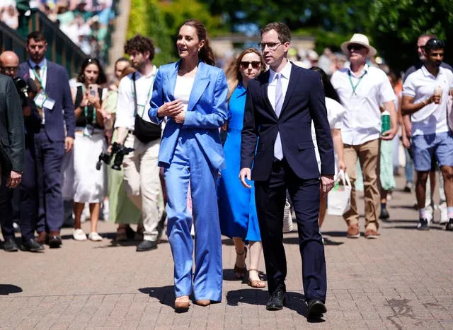 The Princess of Wales opted for a blue linen suit (Adam Davy/PA)