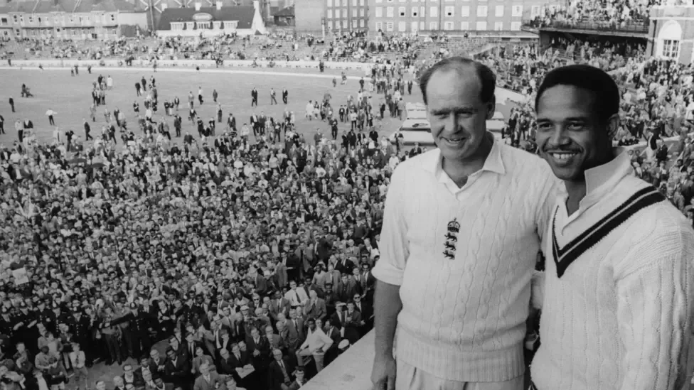 Brian Close and Garfield Sobers at The Oval in 1966