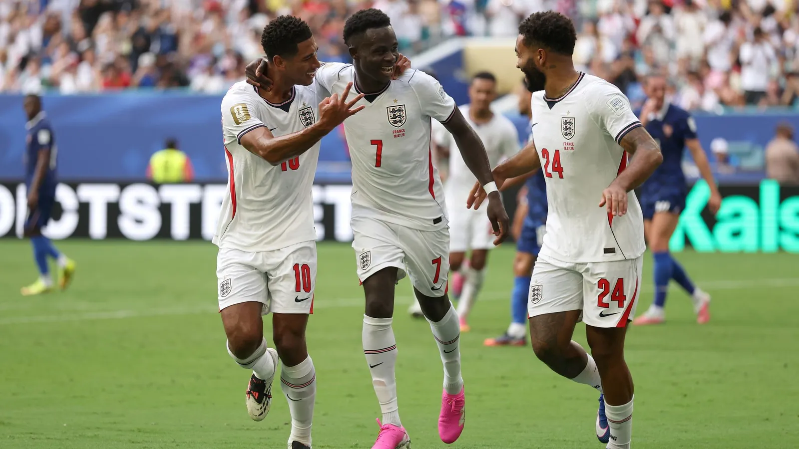Bukayo Saka hit a hat-trick as England beat France to win the World Cup bronze medal