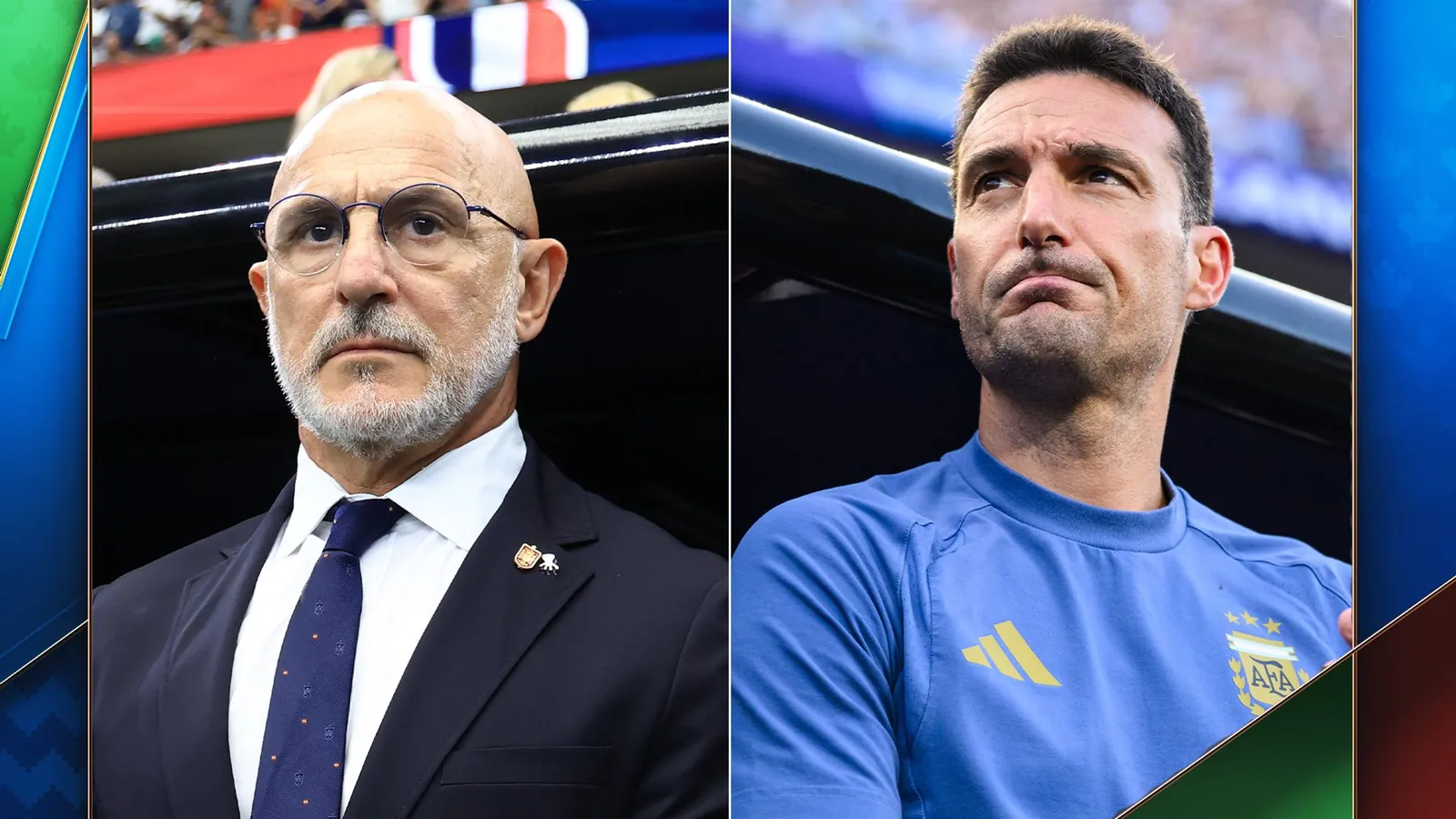 Luis de la Fuente and Lionel Scaloni meet in Sunday's World Cup final